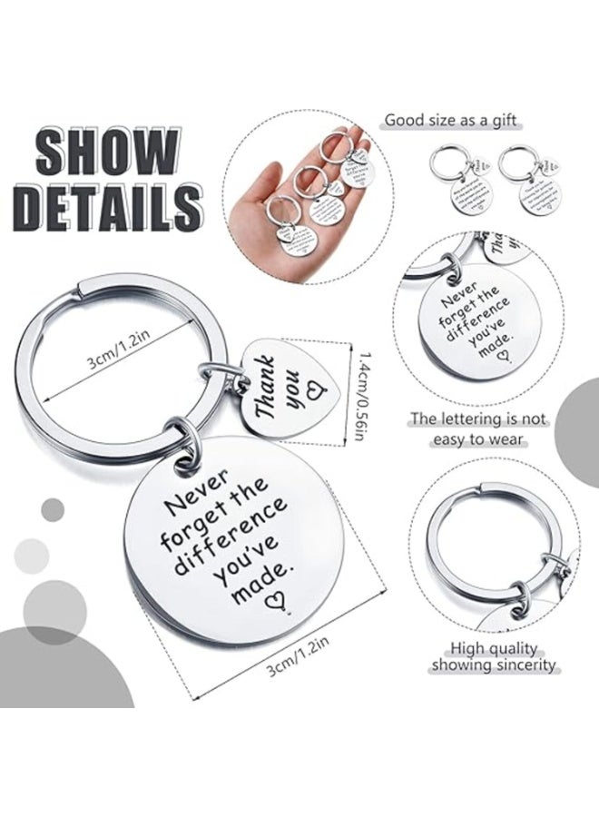 SRLIWHITE 6 Pieces Appreciation Keychains, Thank You Inspirational Stainless Steel Keyrings Make a Difference Gifts for Teachers, Volunteers, Employees and Social Workers (Silver) - Image 2